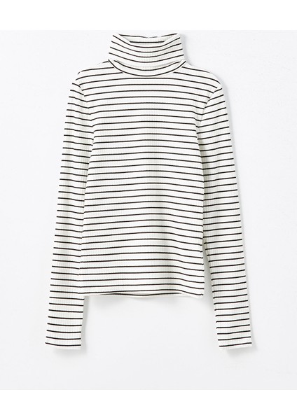 Yeni Sezon Dik Yaka Çizgili Uzun Kollu Kadın Body indirimleri