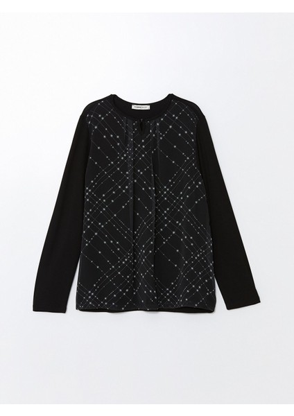 Yeni Sezon Bağlamalı Yaka Desenli Uzun Kollu Kadın Bluz indirimleri