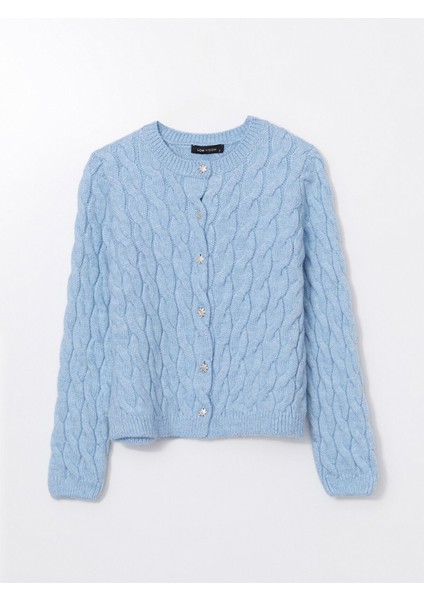 Yeni Sezon Bisiklet Yaka Kendinden Desenli Kadın Triko Hırka indirimleri