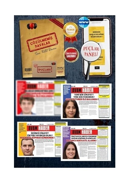 Davalar Dedektiflik Suç Çözümleme Oyunu Seri Katıil Dosyası - Gizem Bulmaca Cinayet Çözme Kutu Oyunları - Katil Bulma Oyunu - Suçlu Kim, Cinayeti Çözebilir Misin? (Dava-7) fiyatları