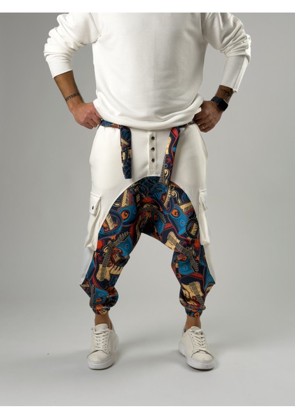 Erkek Garni Tasarım Müzik Desenli Spor Şalvar COC2564