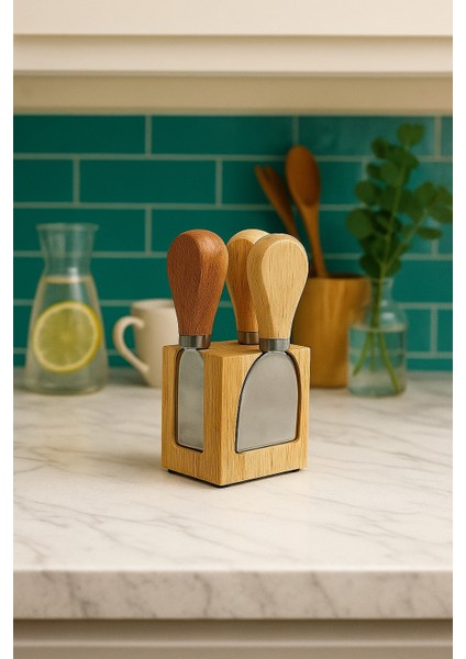 Bambu 4’lü Peynir Bıçağı Seti – Kompakt ve Şık Tasarım