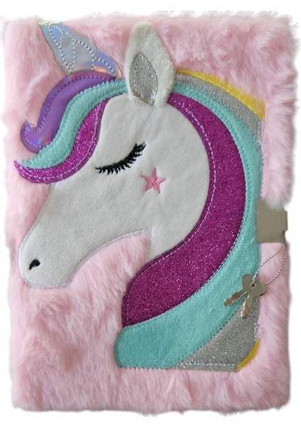 Peluş Tüylü Unicorn Defter 1 Adet