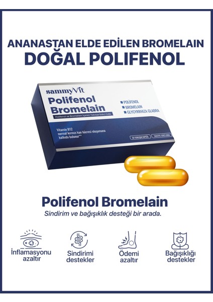 Polifenol Bromelain - 30 Kapsül