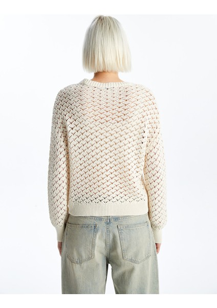 Yeni Sezon Bisiklet Yaka Ajurlu Uzun Kollu Oversize Kadın Triko Kazak fırsatları