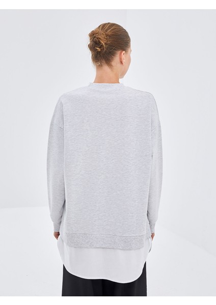 Yeni Sezon Bisiklet Yaka Baskılı Oversize Kadın Sweatshirt Tunik fırsatları