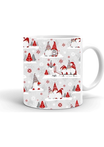 Yılbası Noel Temalı Baskılı Seramik Beyaz Kupa