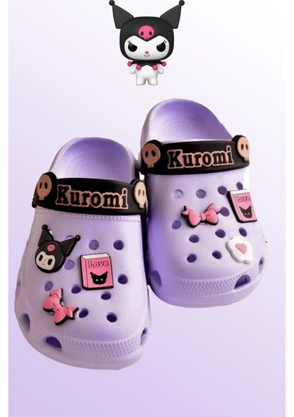 Kuromi Karakter Kız Çocuk Önü Kapalı Havuz Plaj Sokak Terliği