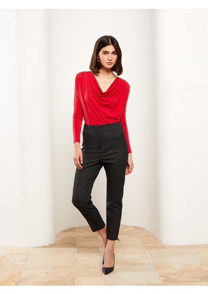 Yeni Sezon Kadın Yüksek Bel Standart Fit Düz Pantolon fiyatları