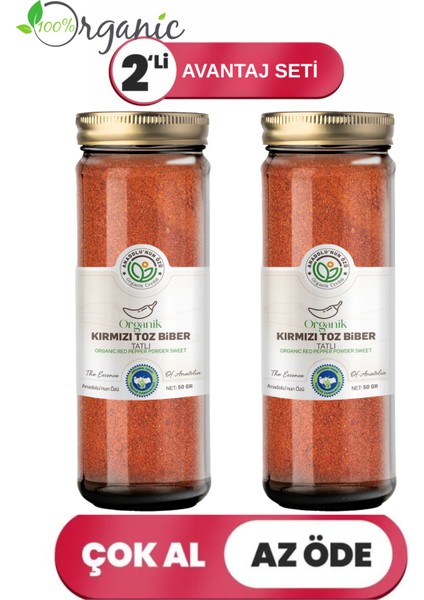 Organik Kırmızı Toz Biber Tatlı 2'li Avantaj Seti