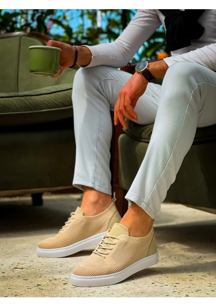 Yzlal KB-101 Kuback Bej Triko Bağcıklı Günlük Erkek Ayakkabı (Numara: 40)