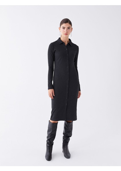 Yeni Sezon Düz Uzun Kollu Kadın Gömlek Elbise