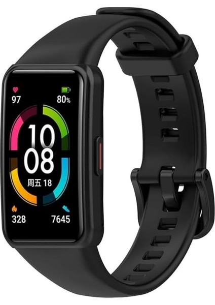 Psr Aksesuar Band 6 Uyumlu Kordon – Ayarlanabilir Silikon Kayış, Smart Kordon, Akıllı Saat Kayışı - Krd-47 (Siyah)