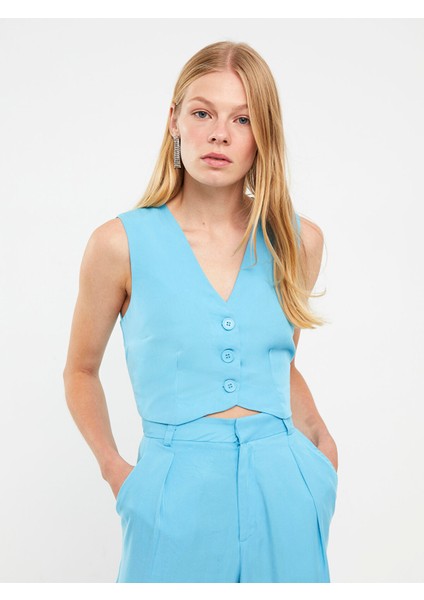 Yeni Sezon Kadın V Yaka Düz Klasik Yelek modelleri