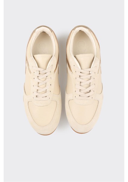 Ekru Deri Kadın Spor Ayakkabı fırsatları