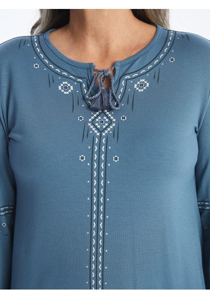 Yeni Sezon Bağlamalı Yaka Desenli Kadın Bluz modelleri