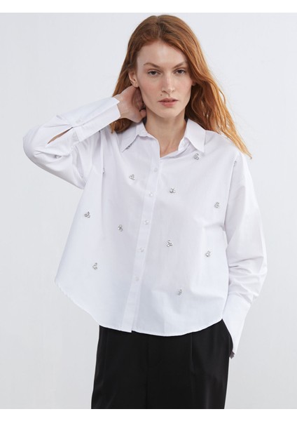 Yeni Sezon Taşlı Oversize Kadın Gömlek