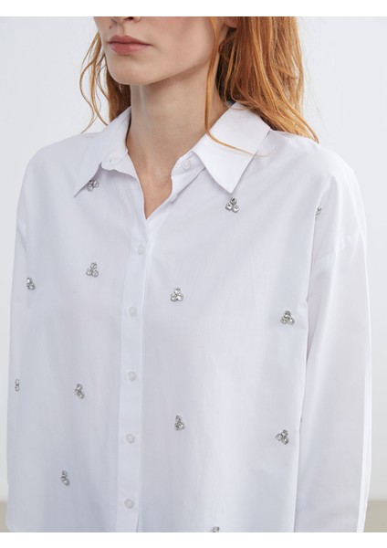 Yeni Sezon Taşlı Oversize Kadın Gömlek modelleri