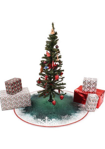 Yılbaşı Ağacı Altı Örtüsü | Yılbaşı Desenli Çam Ağacı Ayak Örtüsü Kaymaz Dot Tabanlı Halı | MIM0359