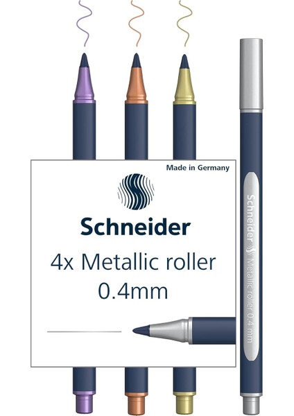 ML05011501 Metalik Tükenmez 4'lü Set (Çizgi Kalınlığı 0,4 Mm, Yüksek Metalik Mürekkep, Hızlı Kuruyan,%88 Biyo Bazlı Plastik Gövde) 4 Adet Çeşitli Renklerde