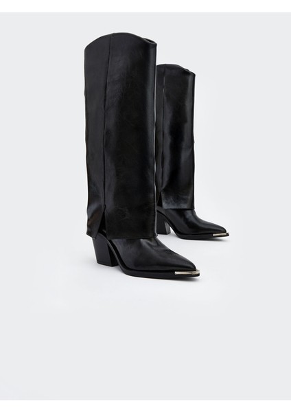 Yeni Sezon Deri Görünümlü Kadın Çizme modelleri