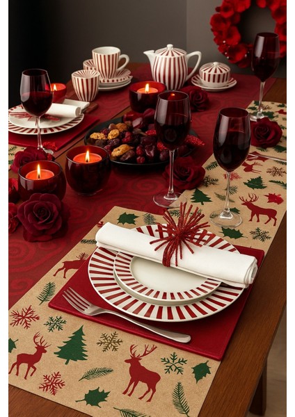 40 Adet Renkli Yılbaşı Sofrası Sunum Aksesuar Kağıdı Tabak Altı Servis Kağıdı (Fırında Kullanılmaz)