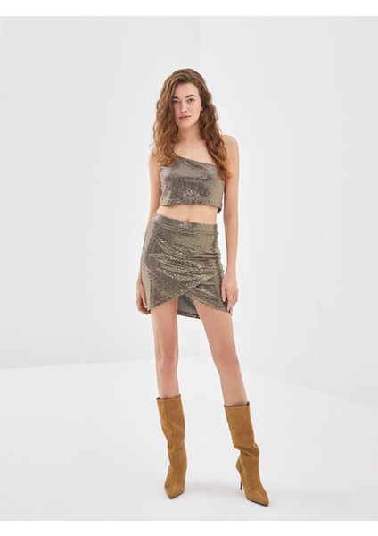 Yeni Sezon Dar Fit Pul Işlemeli Kadın Etek