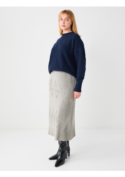 Bej Normal Bel Piliseli Yumuşak Dokulu Örme Midi Etek fiyatları