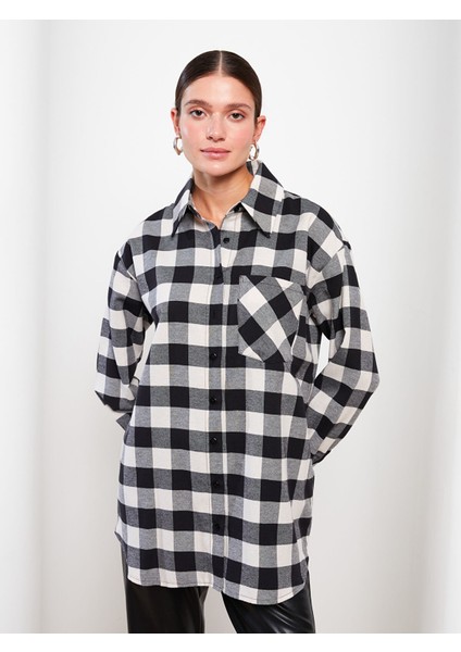Yeni Sezon Ekose Oversize Kadın Oduncu Gömlek