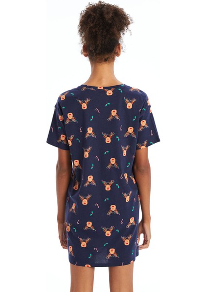 Yeni Sezon Bisiklet Yaka Yılbaşı Temalı Kadın Gecelik fırsatları