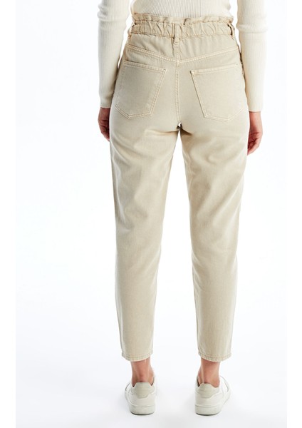 Yeni Sezon Beli Lastikli Slouchy Fit Kadın Jean Pantolon fırsatları