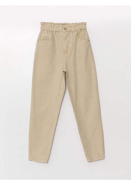 Yeni Sezon Beli Lastikli Slouchy Fit Kadın Jean Pantolon indirimleri