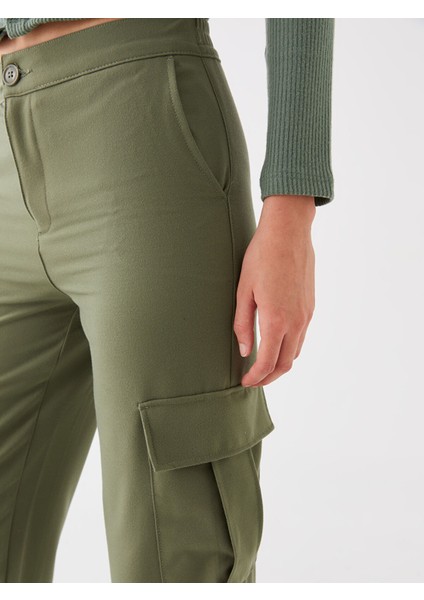 Yeni Sezon Standart Fit Gabardin Kadın Kargo Pantolon fırsatları
