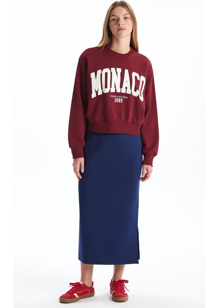 Yeni Sezon Bisiklet Yaka Baskılı Oversize Kadın Kalın Sweatshirt fiyatları