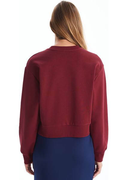 Yeni Sezon Bisiklet Yaka Baskılı Oversize Kadın Kalın Sweatshirt fırsatları