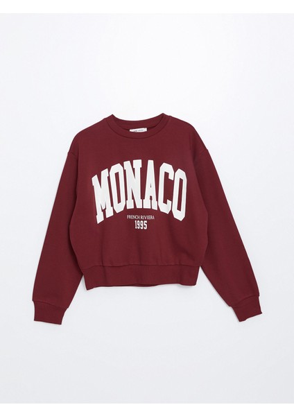 Yeni Sezon Bisiklet Yaka Baskılı Oversize Kadın Kalın Sweatshirt indirimleri