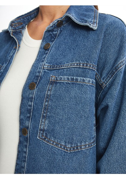 Yeni Sezon Düz Uzun Kollu Oversize Kadın Jean Gömlek fırsatları
