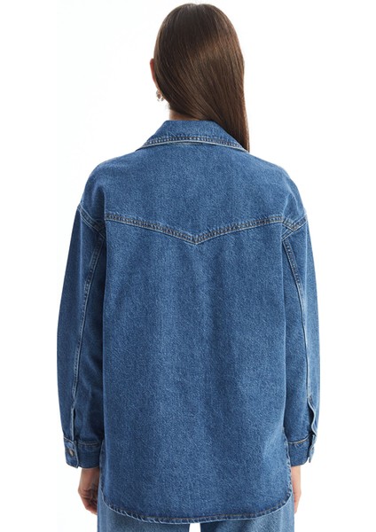 Yeni Sezon Düz Uzun Kollu Oversize Kadın Jean Gömlek indirimleri
