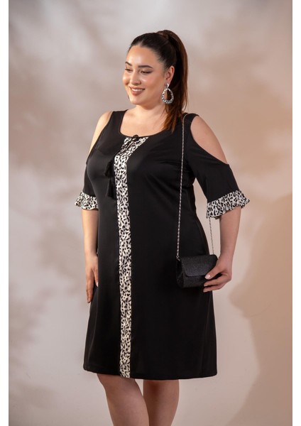 Kadın Büyük Beden Omuz Detaylı Elbise Siyah fiyatları