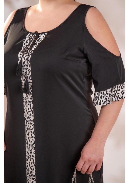Kadın Büyük Beden Omuz Detaylı Elbise Siyah fırsatları