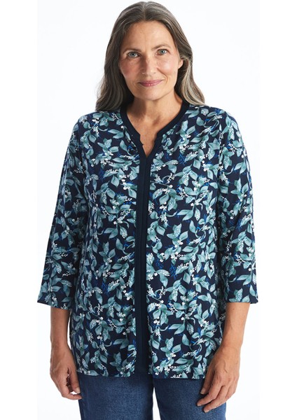 Yeni Sezon Kaçık Yaka Çiçekli Kadın Bluz