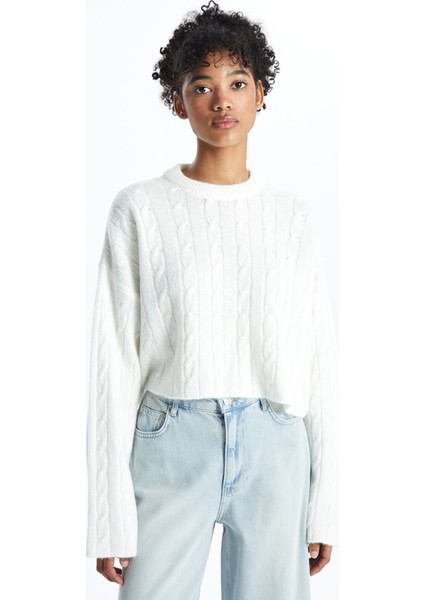 Yeni Sezon Bisiklet Yaka Crop Kadın Triko Kazak