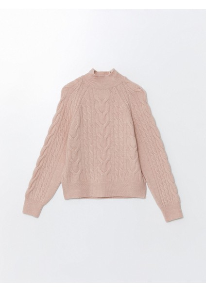 Yeni Sezon Yarım Balıkçı Yaka Kendinden Desenli Kadın Triko Kazak indirimleri