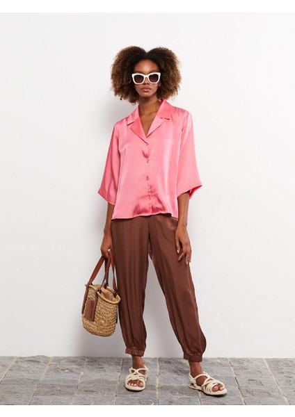 Yeni Sezon Önden Düğme Kapamalı Düz Saten Kadın Gömlek fiyatları