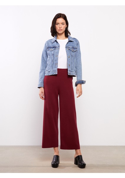 Yeni Sezon Kadın Beli Lastikli Düz Triko Pantolon fiyatları