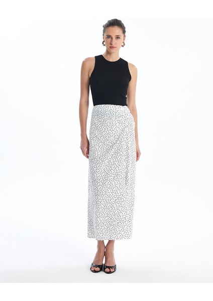 Yeni Sezon Beli Fermuarlı Puantiyeli Kadın Etek