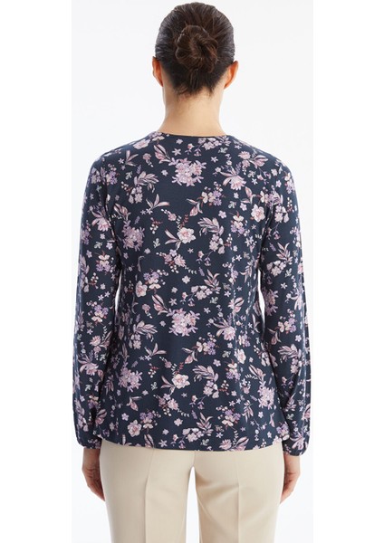 Yeni Sezon Bağlamalı Yaka Desenli Uzun Kollu Kadın Bluz fırsatları