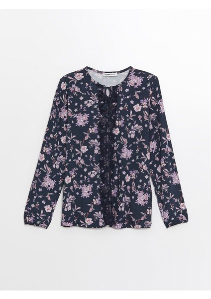 Yeni Sezon Bağlamalı Yaka Desenli Uzun Kollu Kadın Bluz indirimleri