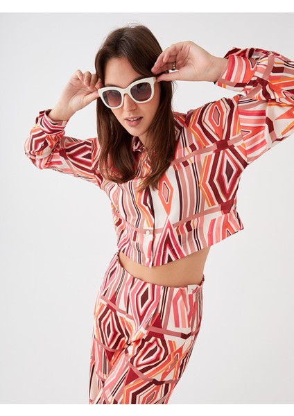 Yeni Sezon Desenli Uzun Kollu Saten Kadın Gömlek fırsatları