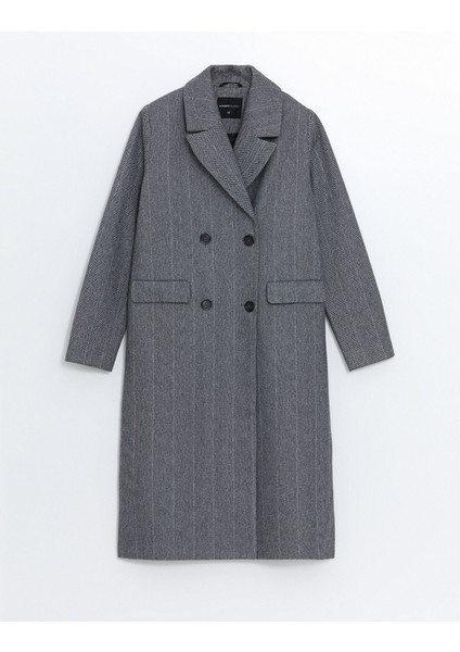 Yeni Sezon Ceket Yaka Desenli Kadın Kaşe Kaban indirimleri